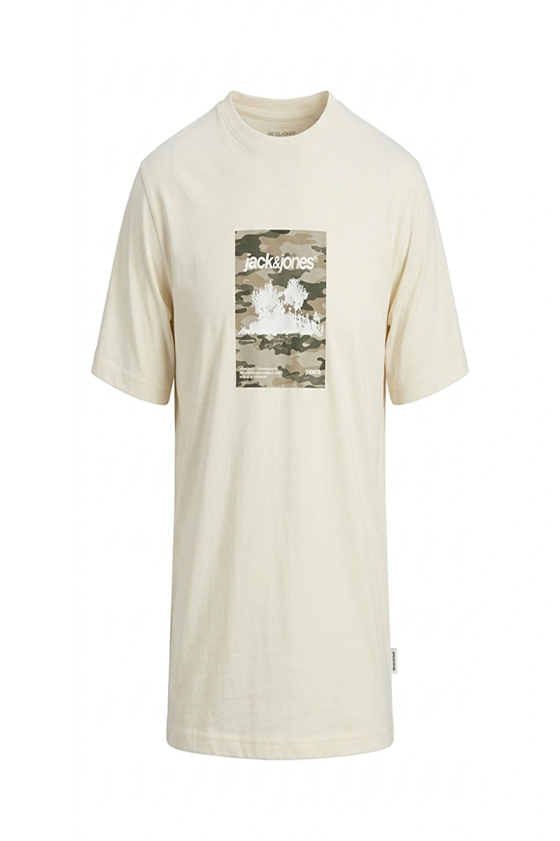 Jack&Jones 12289924 0 Yaka Erkek Tshirt - Krem