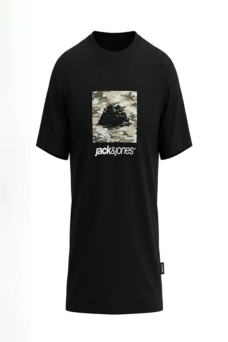 Jack&Jones 12289924 0 Yaka Erkek Tshirt - Siyah