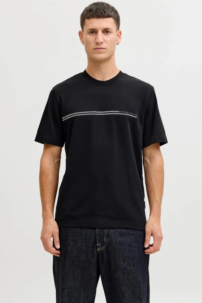 Jack&jones 12289936 0 Yaka Erkek Tshirt - Siyah