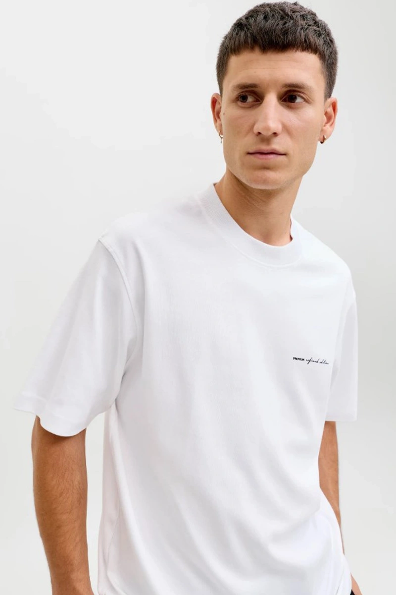 Jack&jones 12292397 0 Yaka Erkek Tshirt - Beyaz