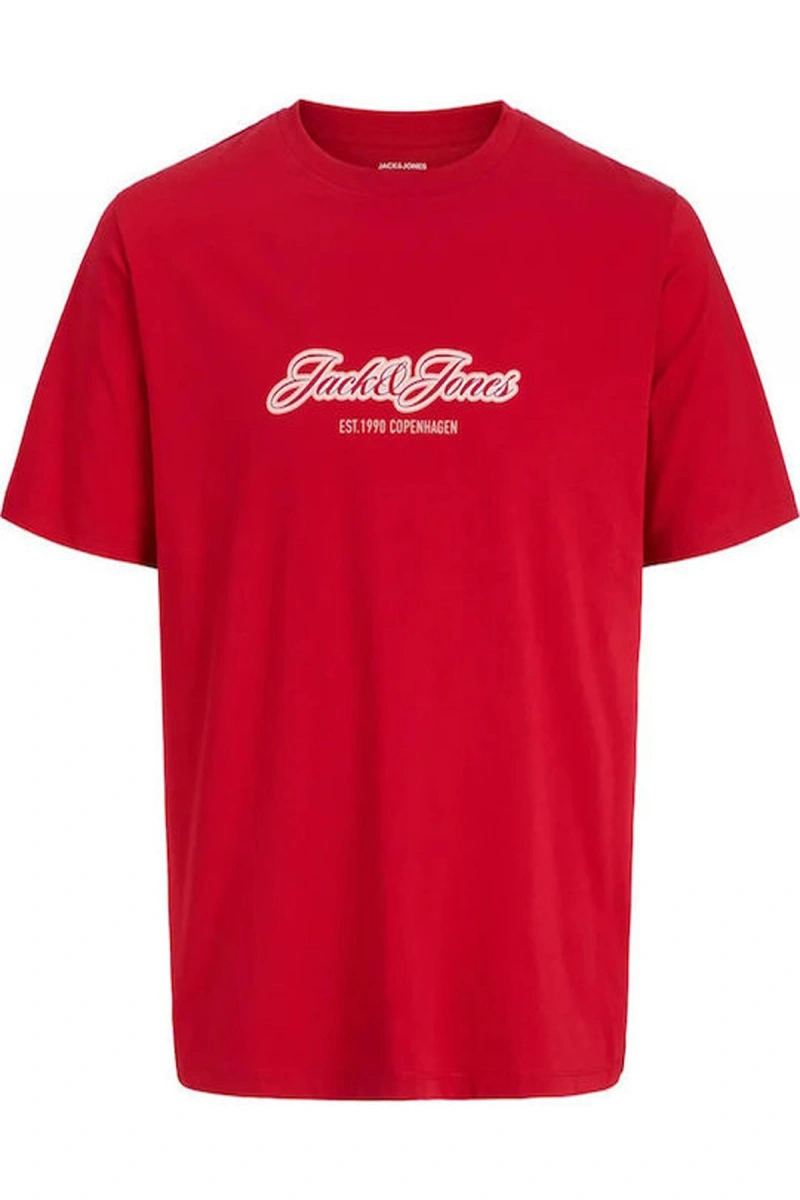 Jack&jones 12297893 0 Yaka Erkek Tshirt - Kirmizi