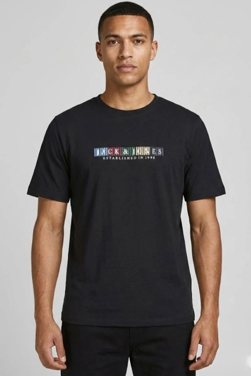 Jack&jones 12297899 0 Yaka Erkek Tshirt - Siyah
