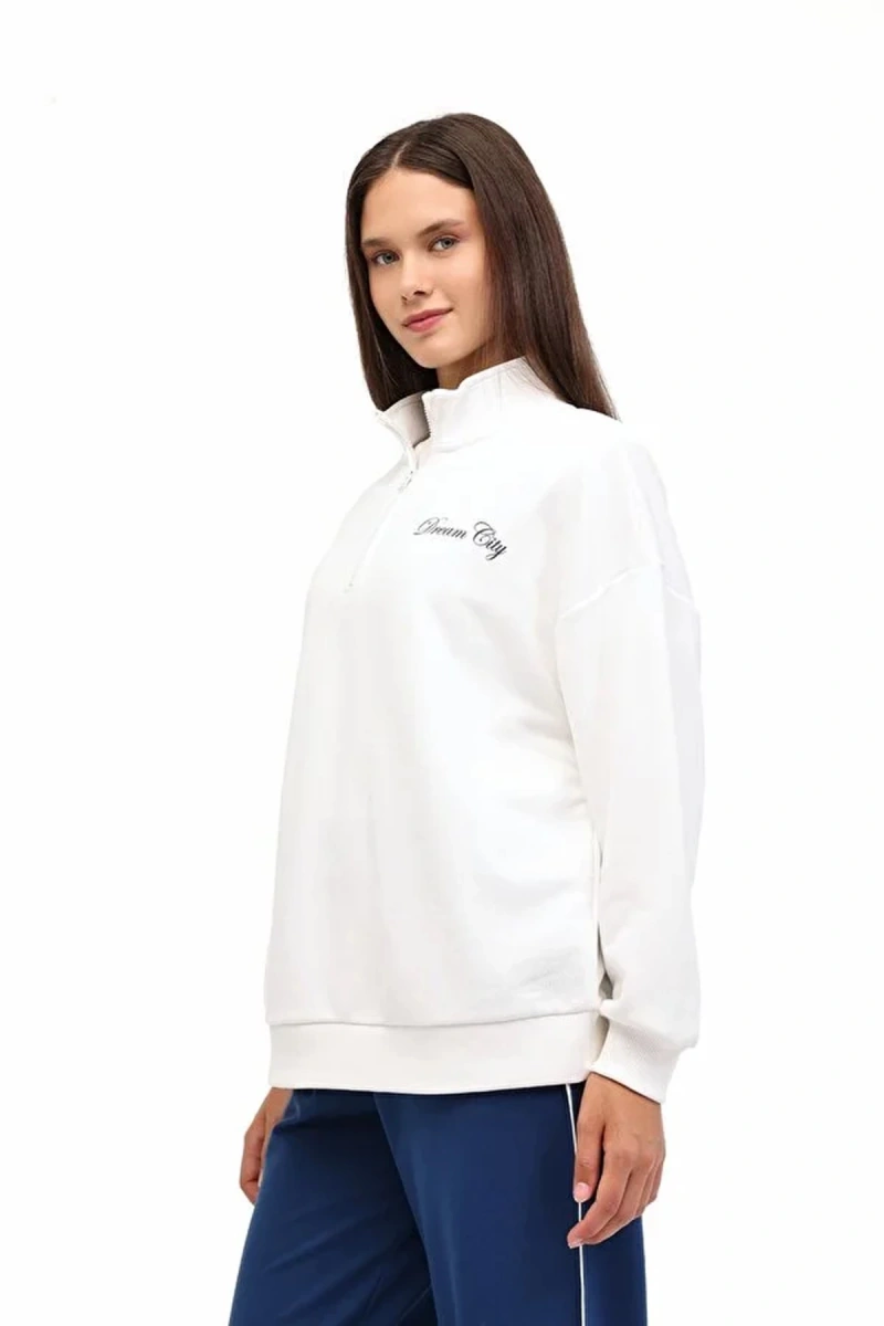 Kinetix 16ornia Bts-k4 Yarim Fermuarli Kadin Sweat - Ekru