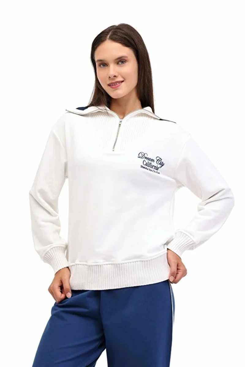 Kinetix 17rex Bts-k13 Yarim Fermuarli Kadin Sweat - Ekru