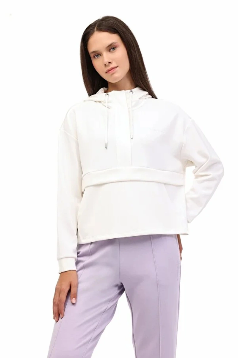 Lumberjack 17rosa Kapsonlu Fermuarli Kadin Sweat - Ekru