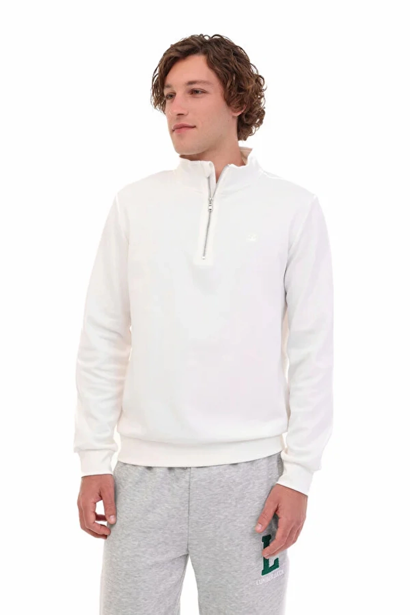 Lumberjack Bs47 Hzip Yarim Fermuarli Erkek Sweat - Ekru