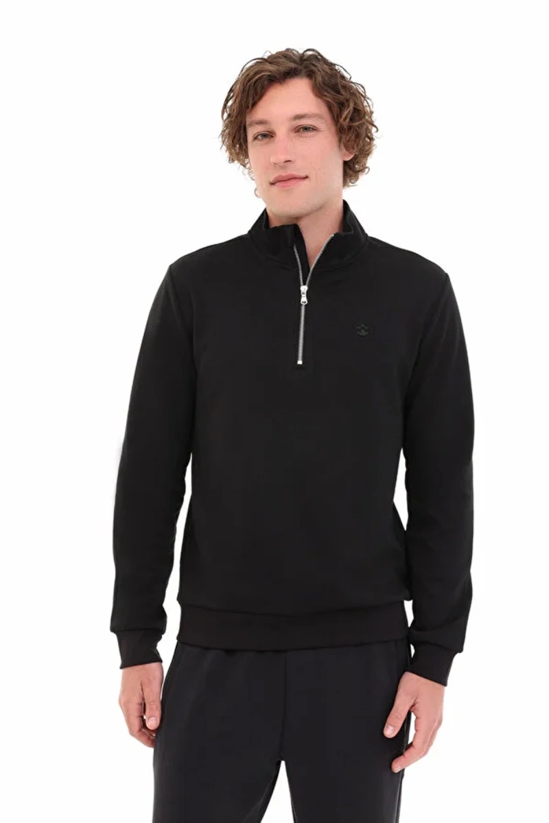Lumberjack Bs47 Hzip Yarim Fermuarli Erkek Sweat - Siyah