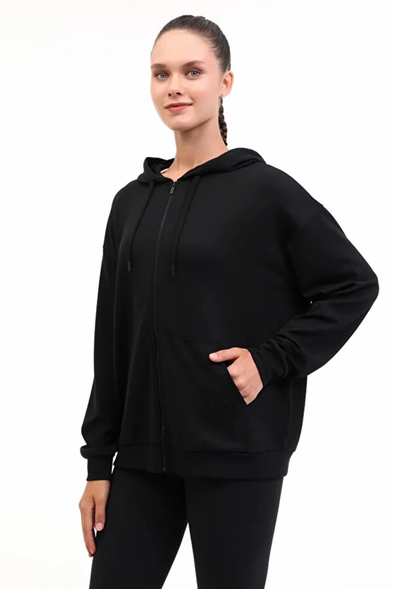 Lumberjack Carla-h Ginsen Kapsonlu Fermuarli Kadin Sweat - Siyah