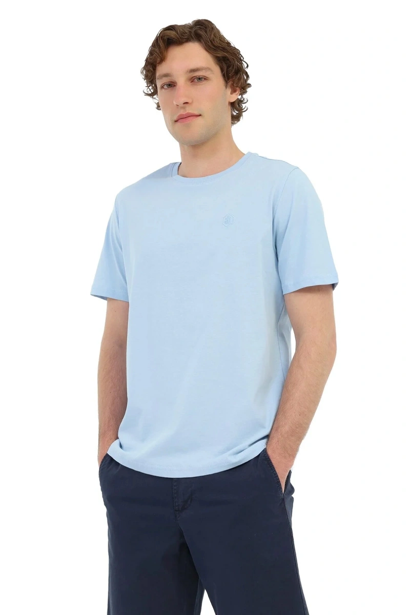 Lumberjack Ct102 0 Yaka Erkek Tshirt - Acik Mavi