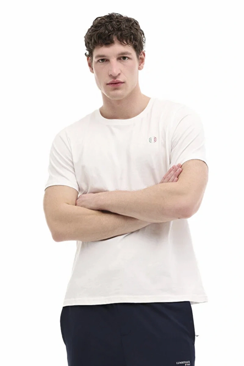 Lumberjack Dex Itl1314 0 Yaka Erkek Tshirt - Beyaz