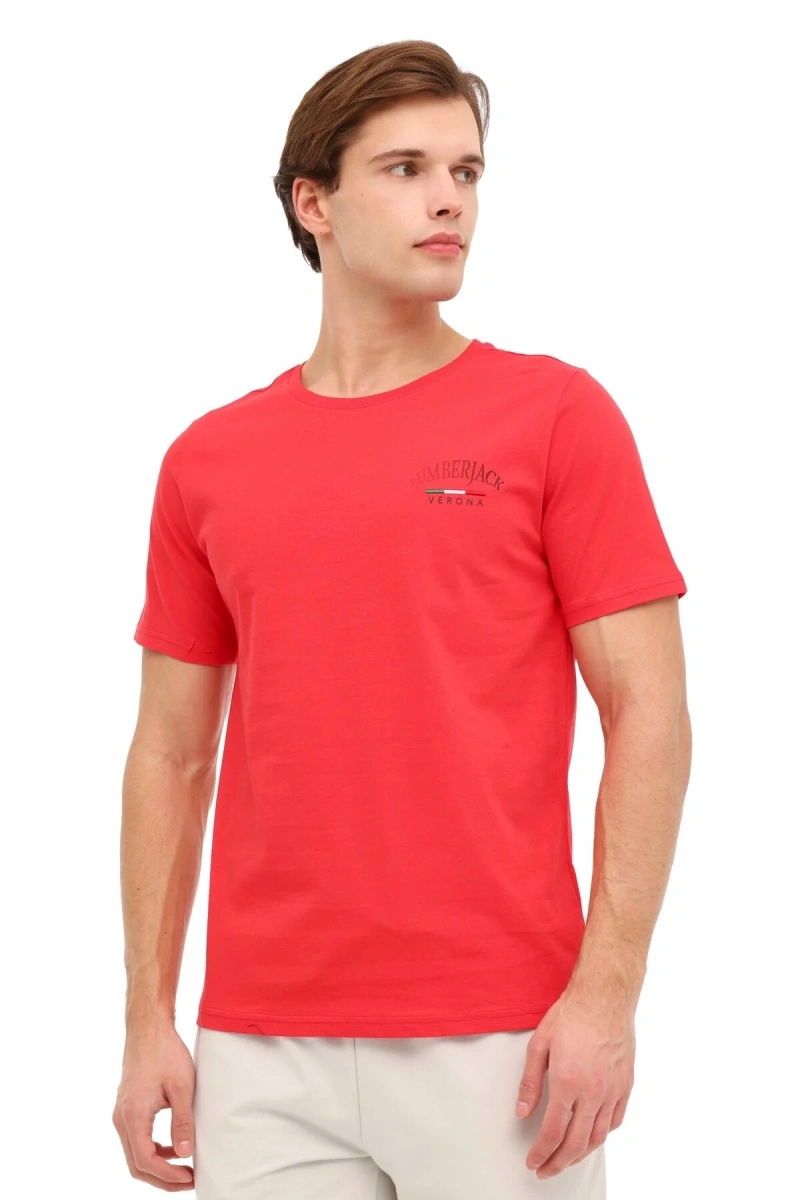 Lumberjack Ezio 11itl1088 0 Yaka Erkek Tshirt - Kirmizi