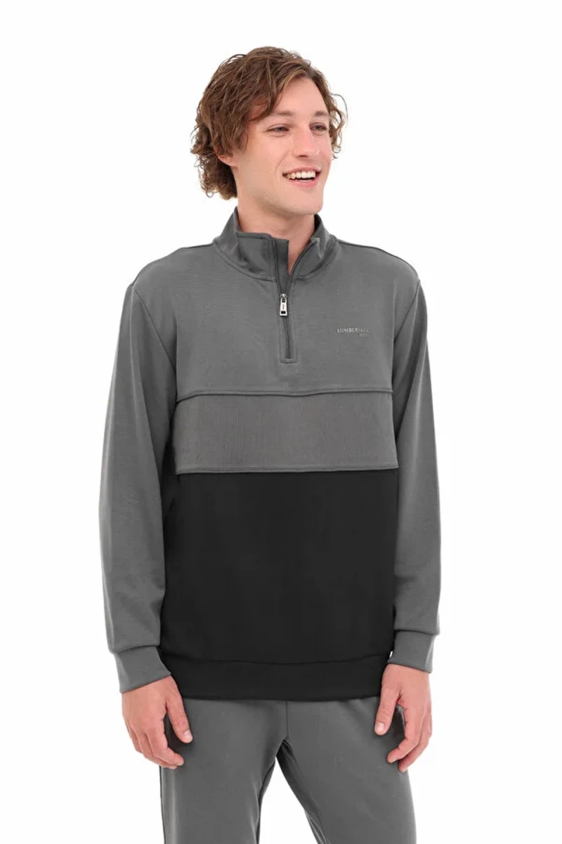 Lumberjack Luka 16itl815 Yarim Fermuarli Erkek Sweat - Antrasit Siyah