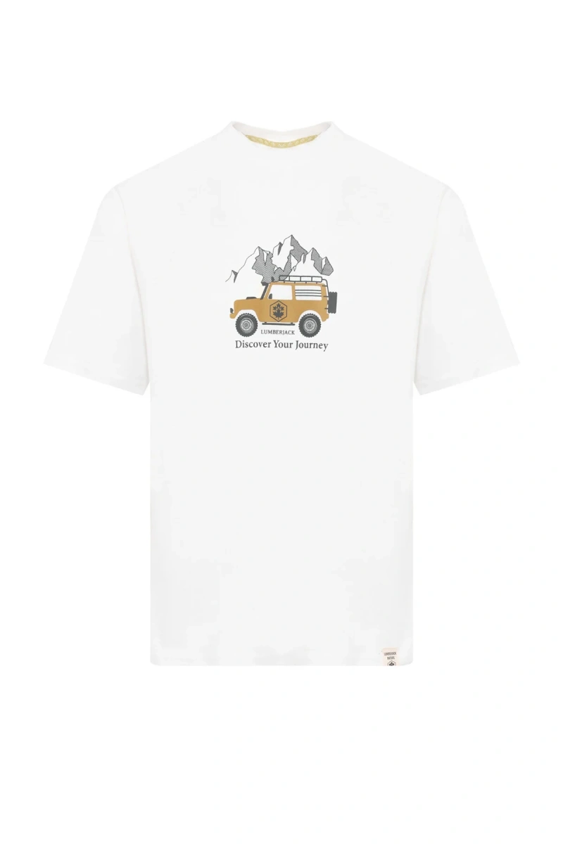 Lumberjack Oasis 11nat015 0 Yaka Erkek Tshirt - Ekru