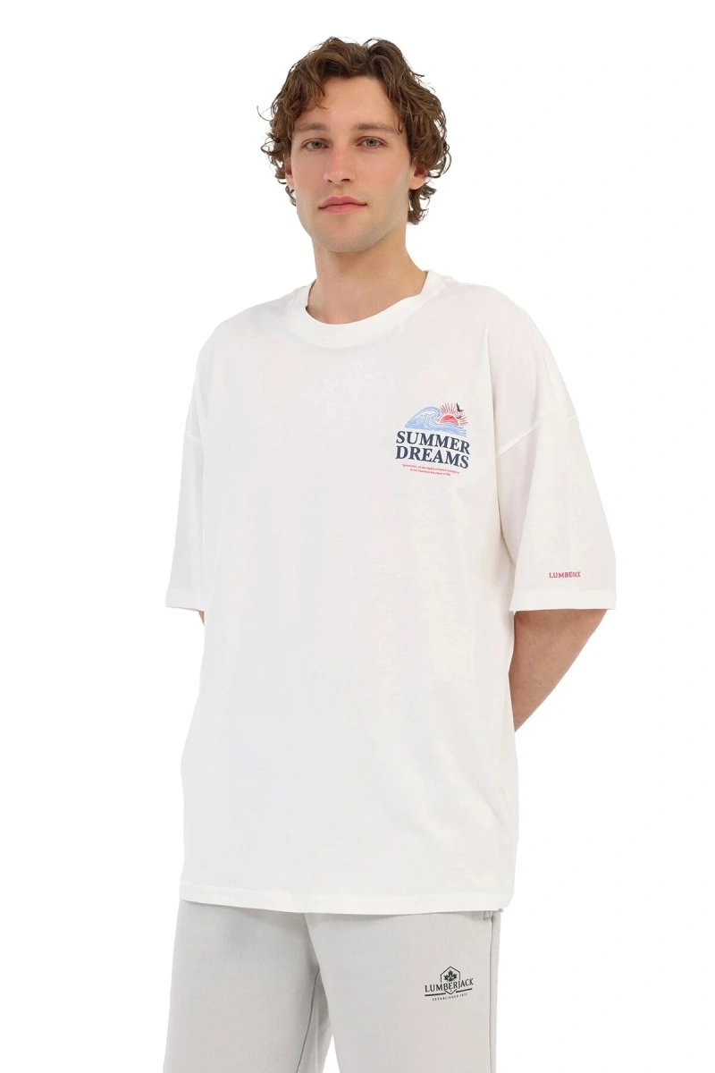 Lumberjack Pineo 11ihl-2040 Yaka Erkek Tshirt - Kirik Beyaz
