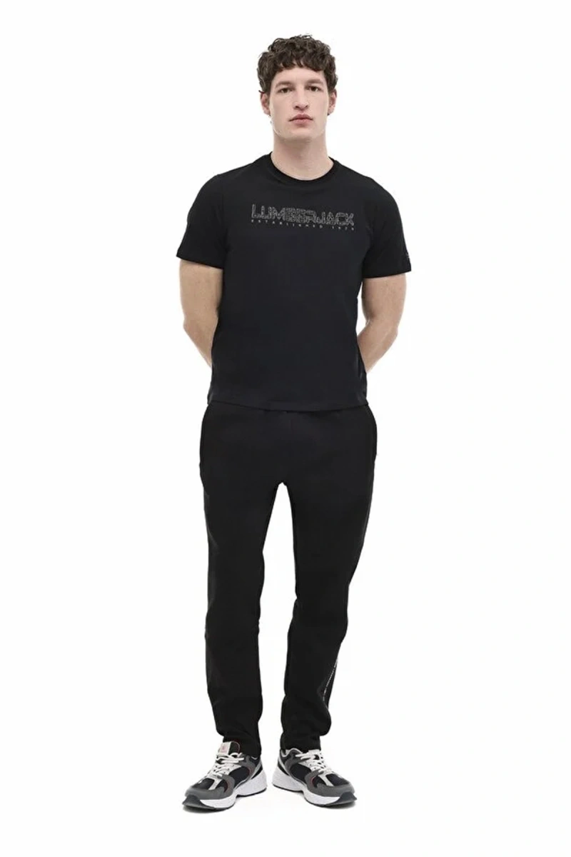 Lumberjack Ulrich 11id1-100 0 Yaka Erkek Tshirt - Siyah
