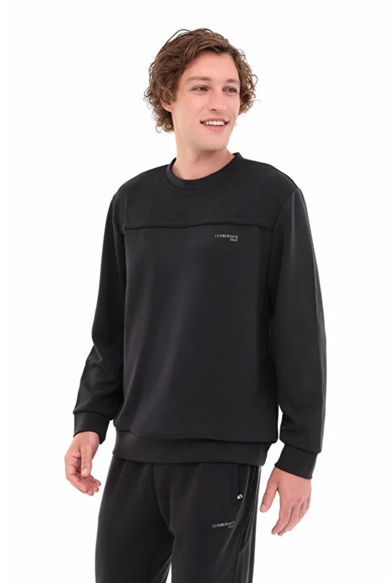 Lumberjack Uros 16itl817 0 Yaka Erkek Sweat - Siyah