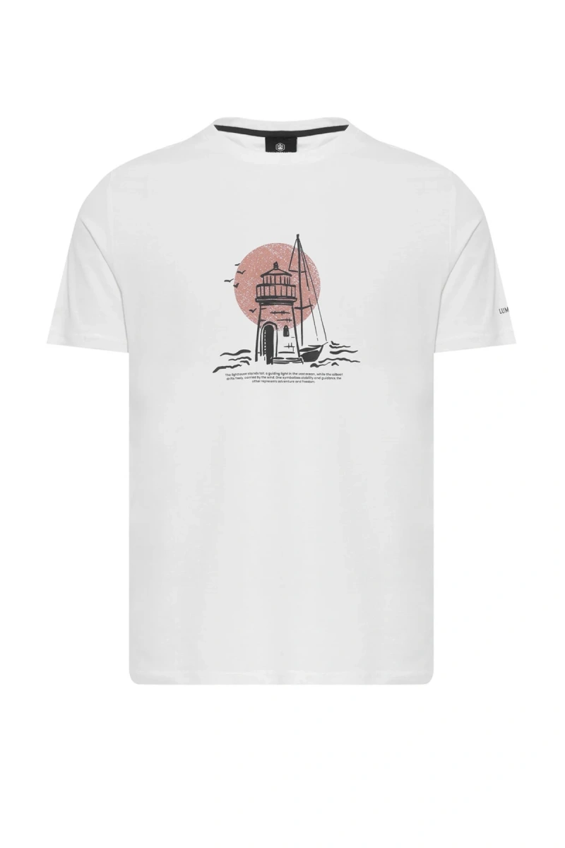 Lumberjack Willy 11ds1004 0 Yaka Erkek Tshirt - Ekru