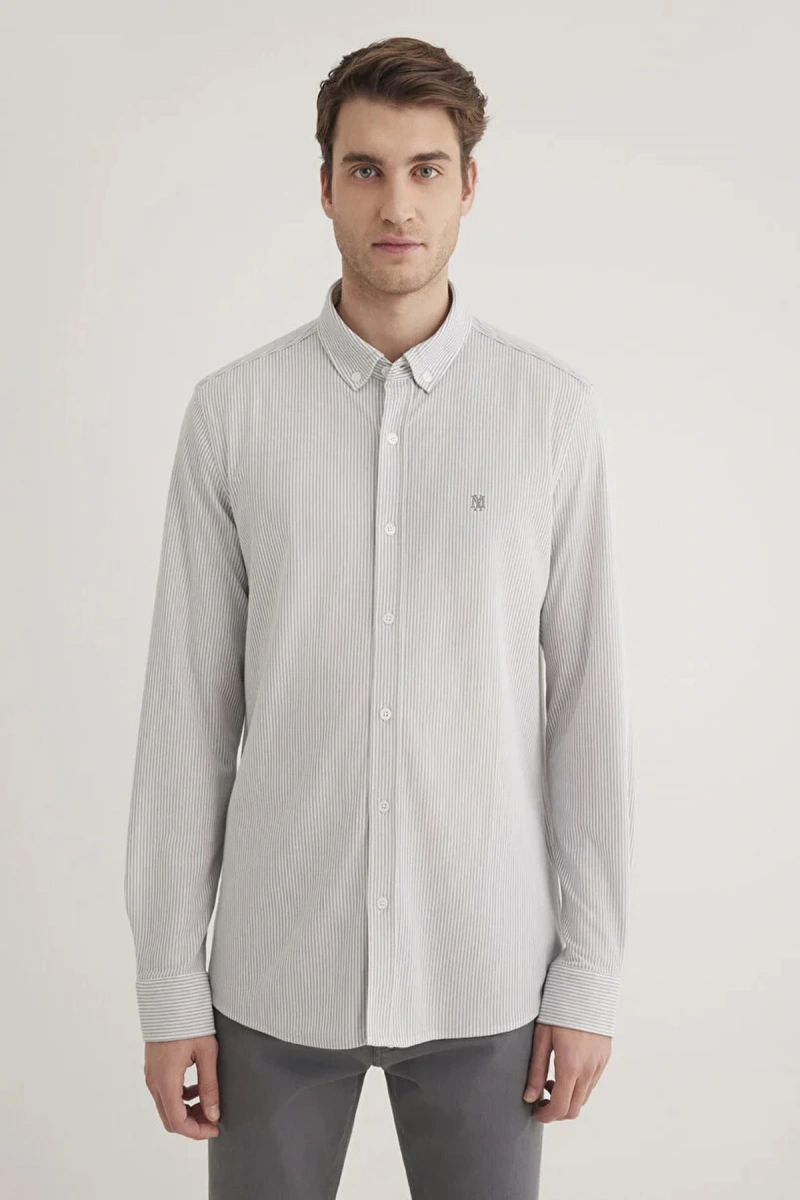 Mavi 0211402 Erkek Gomlek - Gri Cizgili