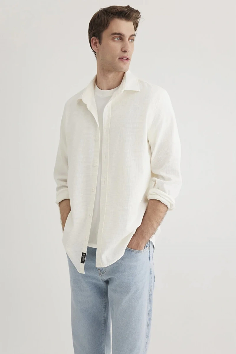 Mavi 0211424 Erkek Gomlek - Krem