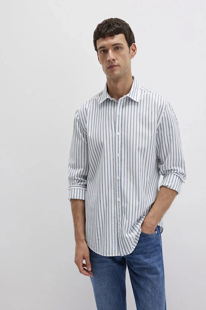 Mavi 0211705 Erkek Gomlek - Mavi Cizgili