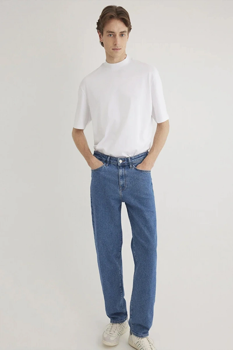 Mavi 0611193 0 Yaka Erkek Tshirt - Beyaz