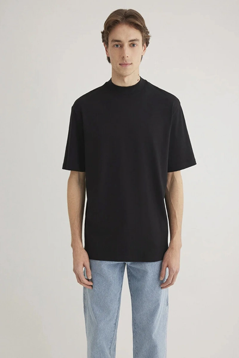 Mavi 0611193 0 Yaka Erkek Tshirt - Siyah
