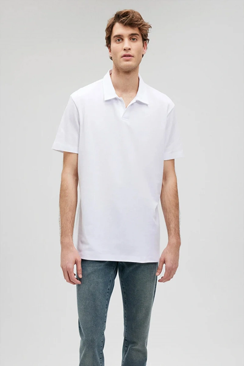 Mavi 0611904 Yakali Erkek Tshirt - Beyaz