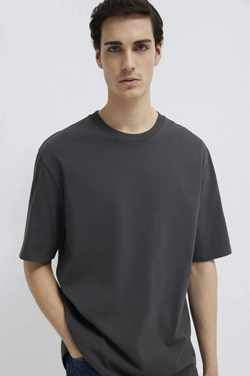 Mavi 0611924 0 Yaka Erkek Tshirt - Antrasit