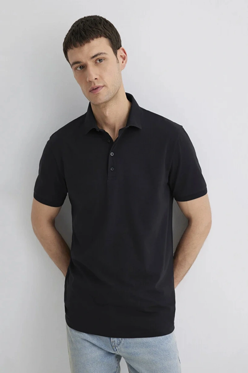 Mavi 0612011 Yakali Erkek Tshirt - Siyah