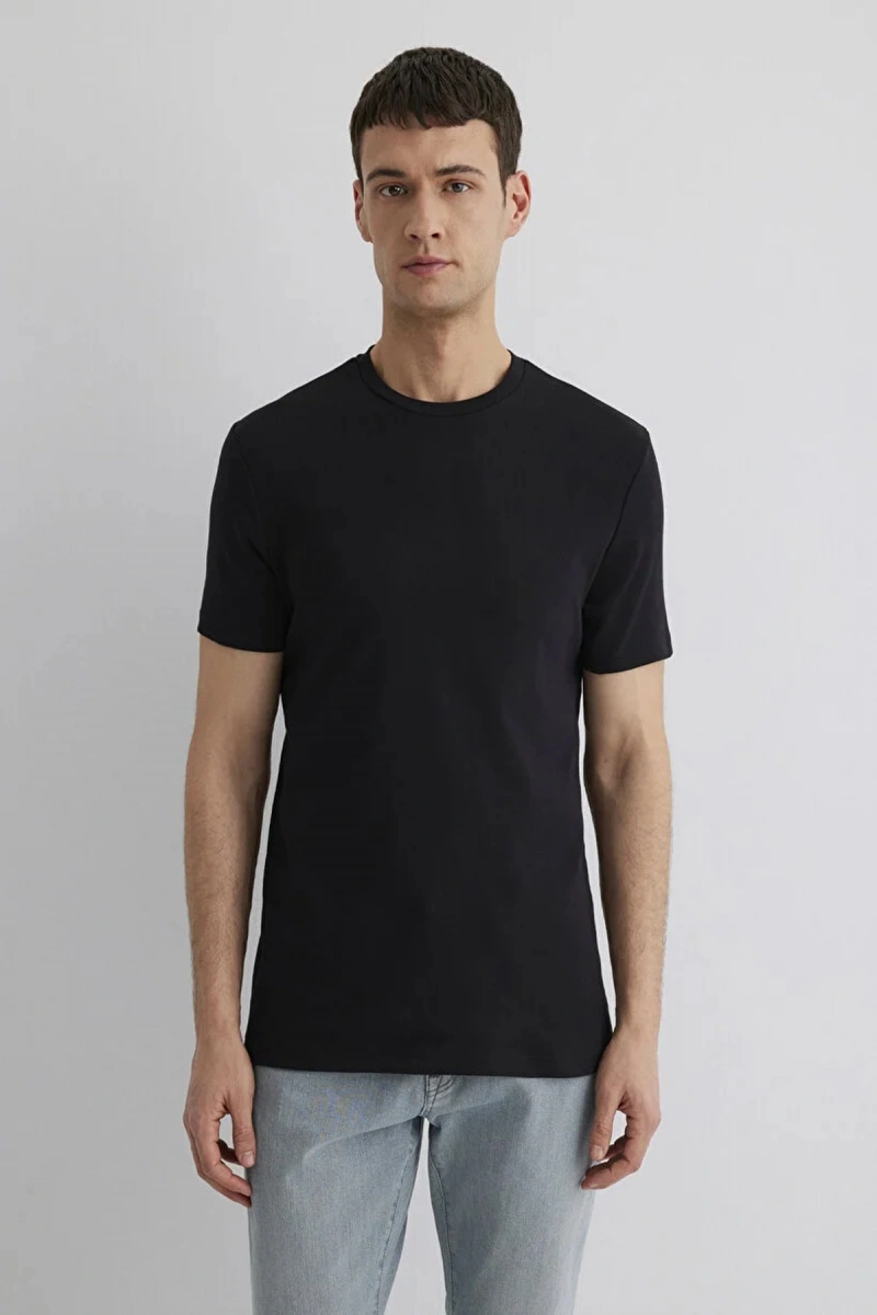 Mavi 0612324 0 Yaka Erkek Tshirt - Siyah