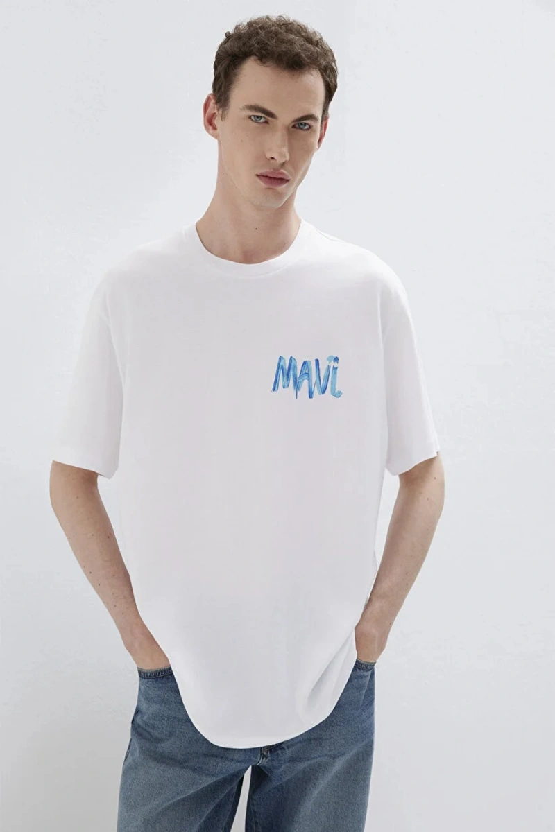 Mavi 0612468 0 Yaka Ekrek Tshirt - Beyaz