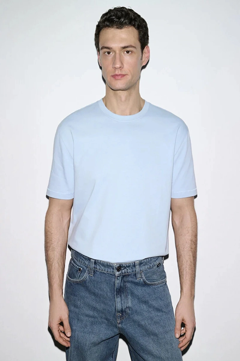 Mavi 0612819 0 Yaka Erkek Tshirt - Mavi