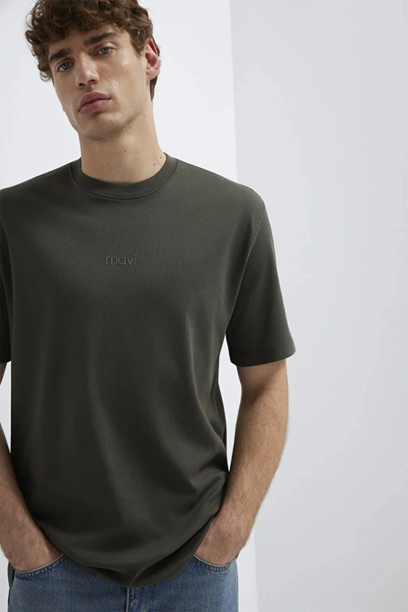 Mavi 0613102 0 Yaka Erkek Tshirt - Haki