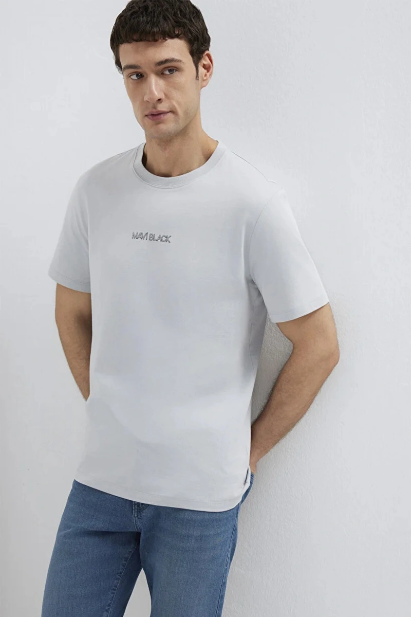 Mavi 0613135 0 Yaka Erkek Tshirt - Gri