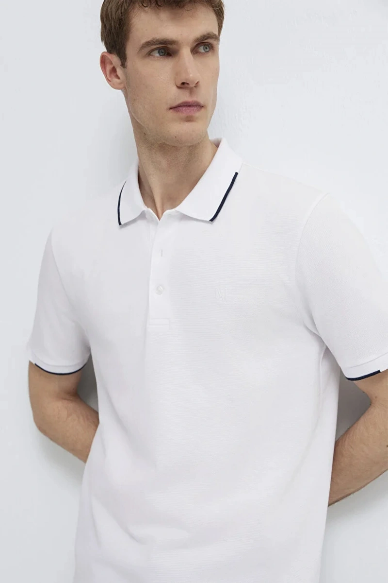 Mavi 0613272 Yakali Erkek Tshirt - Beyaz