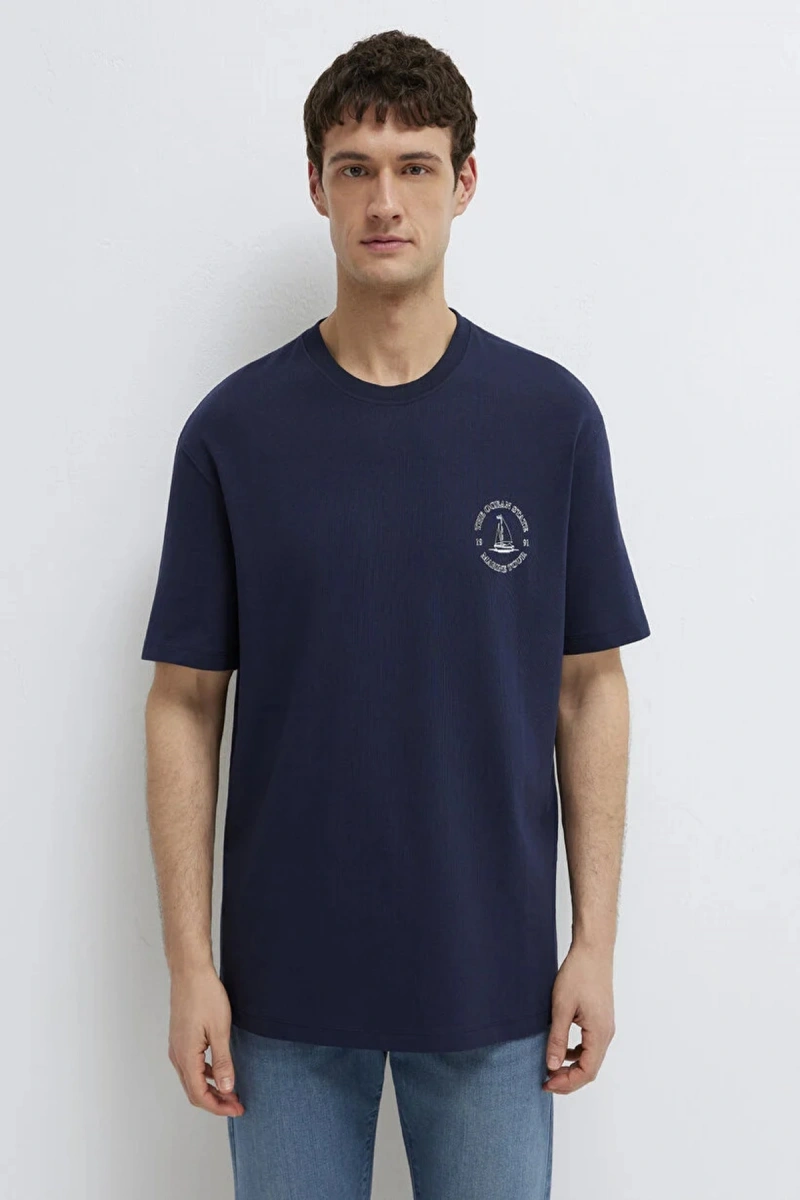 Mavi 0613282 0 Yaka Erkek Tshirt - Lacivert