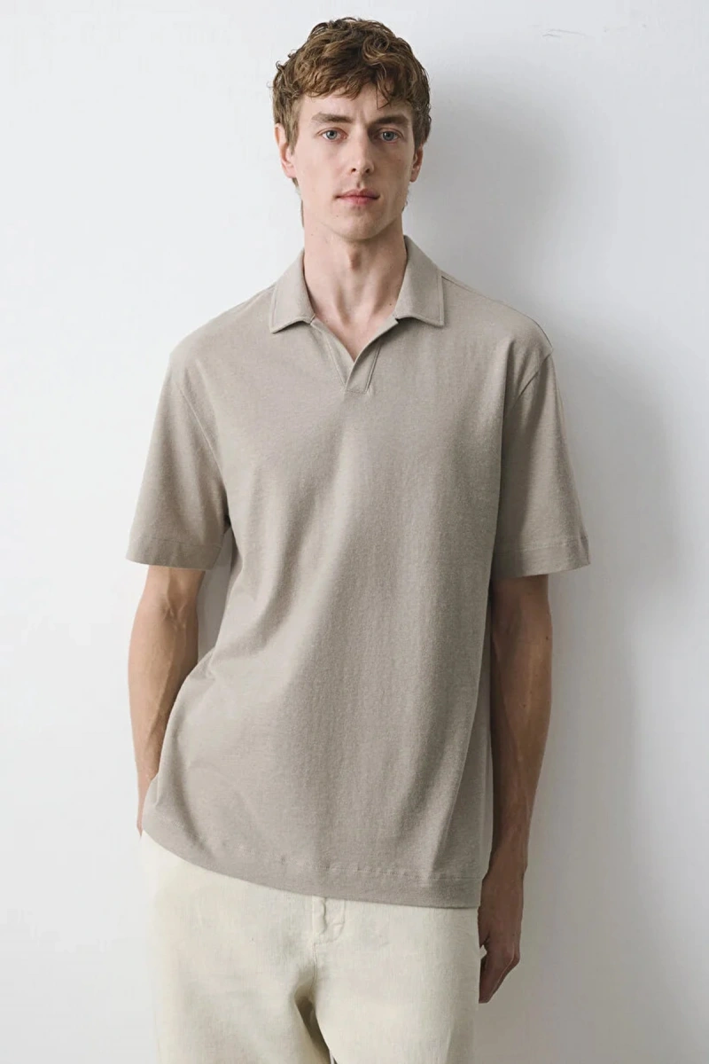 Mavi 0613341 Yakali Erkek Tshirt - Toprak
