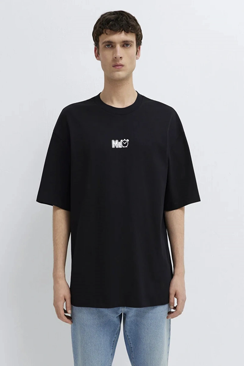 Mavi 0613377 0 Yaka Erkek Tshirt - Siyah