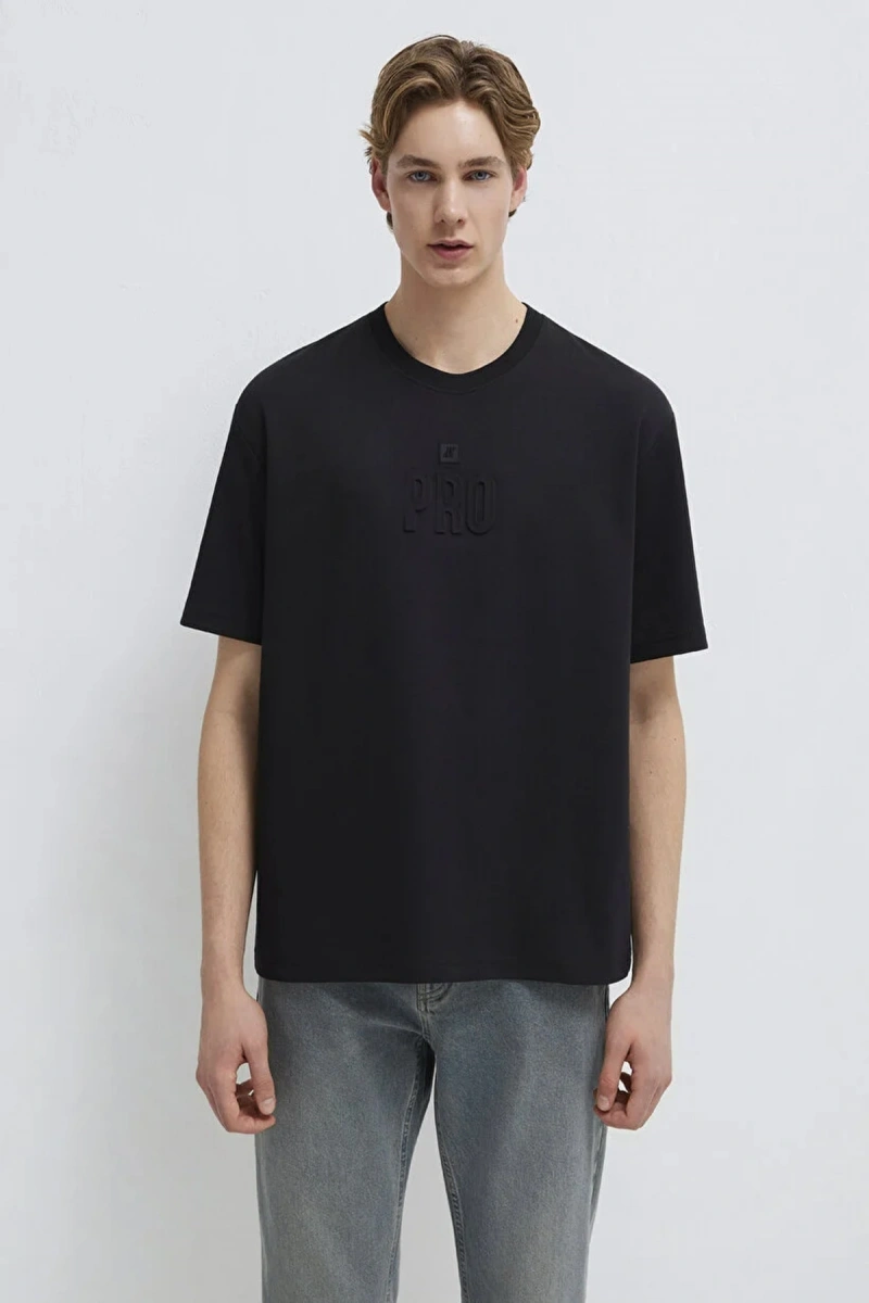 Mavi 0613434 0 Yaka Erkek Tshirt - Siyah