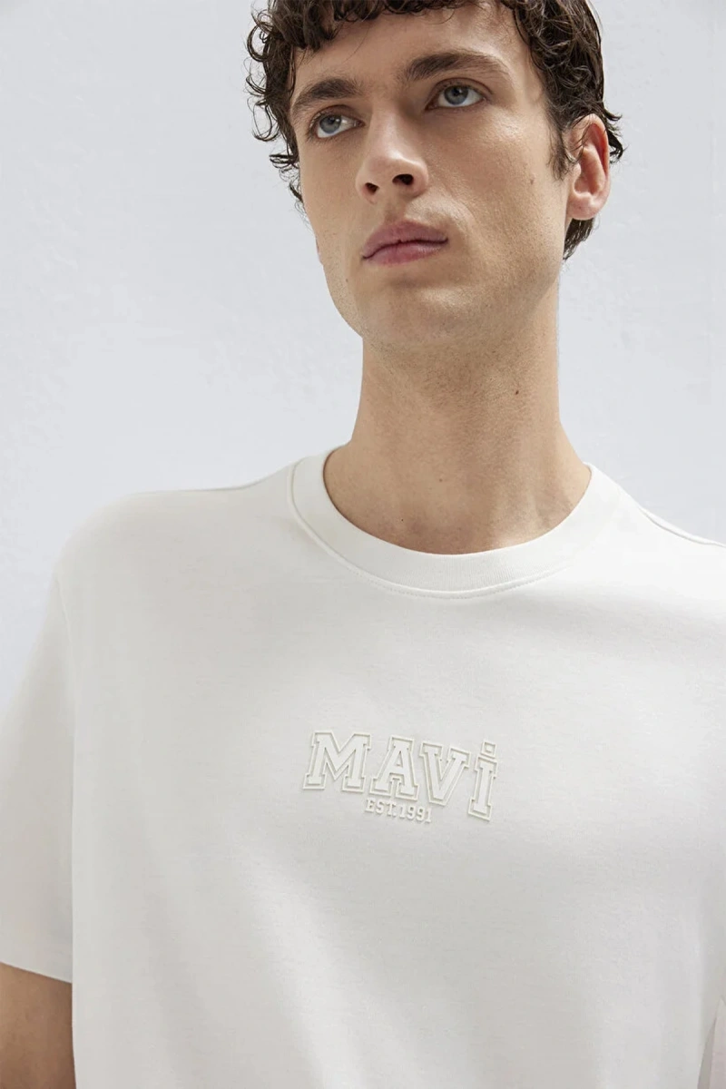 MAVI 0613662 0 YAKA ERKEK TSHIRT - BEYAZ