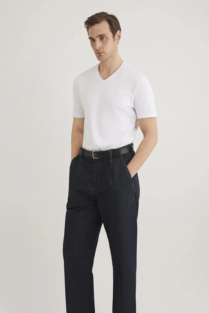 Mavi 061748 V Yaka Erkek Tshirt - Beyaz