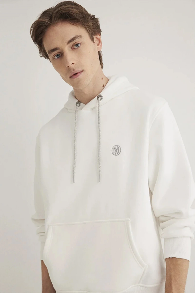 Mavi 065809 Kapsonlu Erkek Sweat - Ekru