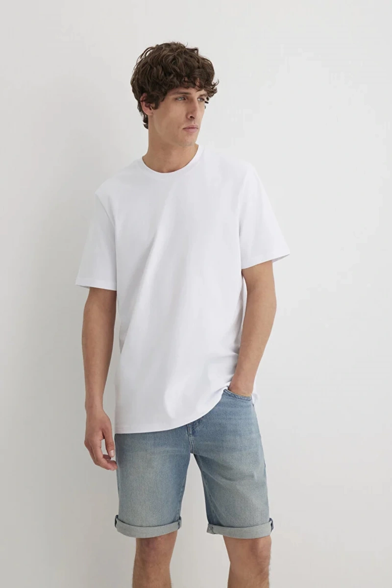 Mavi 066483 0 Yaka Erkek Tshirt - Beyaz