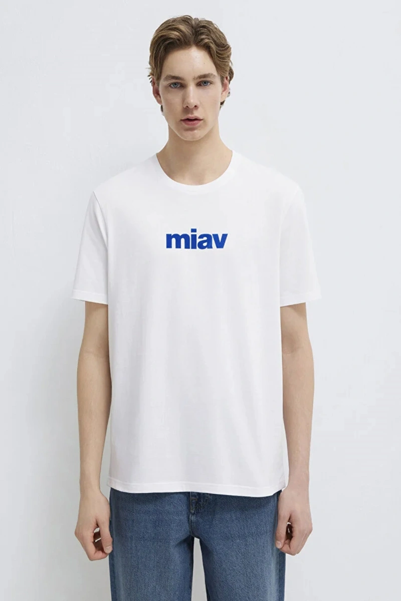 Mavi 067153 0 Yaka Erkek Tshirt - Beyaz