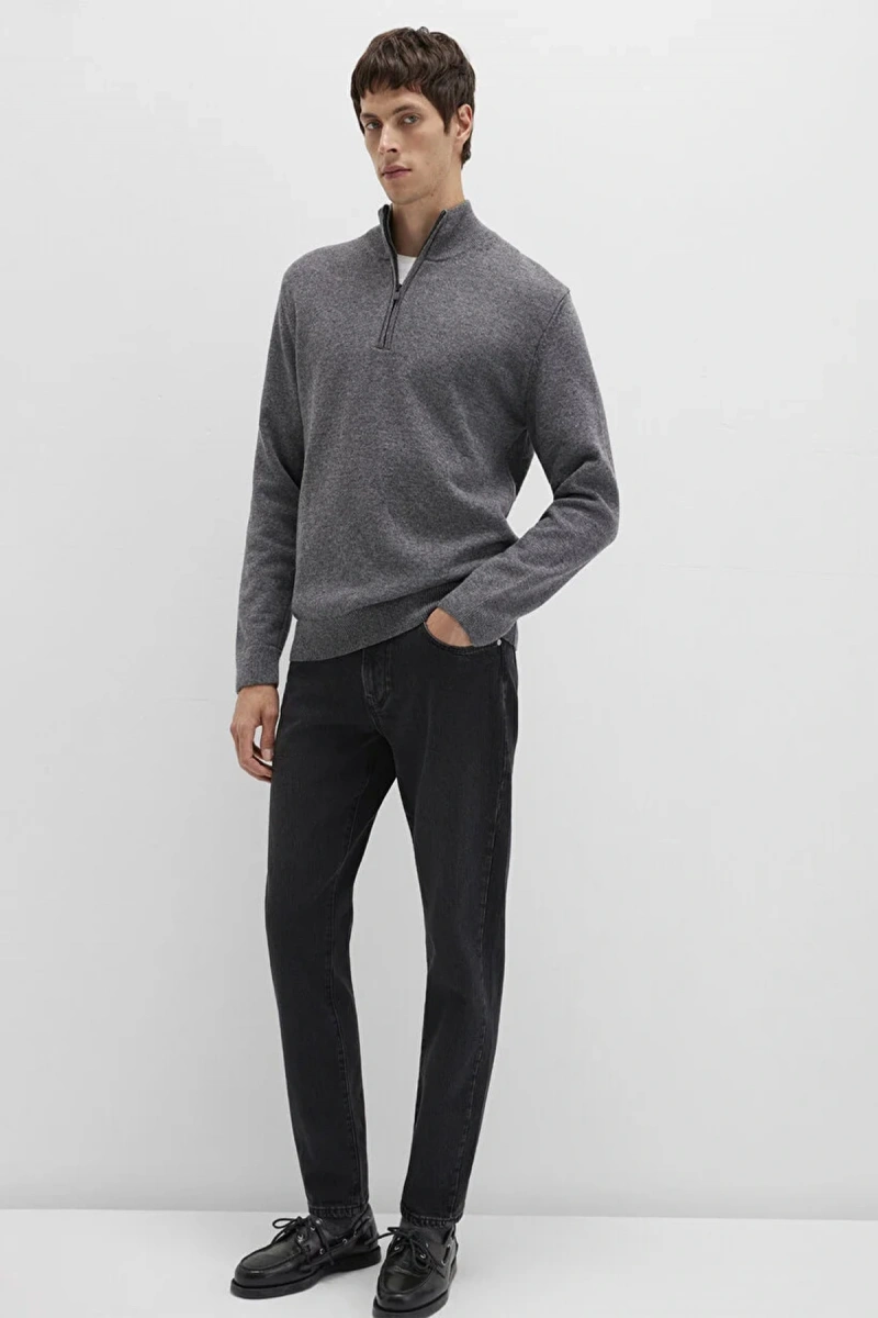 Mavi 0710371 Yarim Fermuarli Erkek Triko - Gri