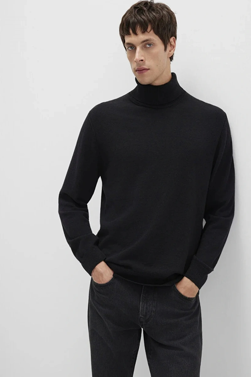 Mavi 0710372 Balikci Yaka Erkek Triko - Siyah