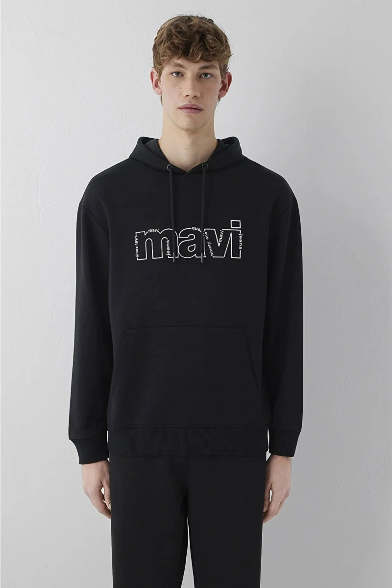 Mavi 0s10196 Kapsonlu Erkek Sweat - Siyah