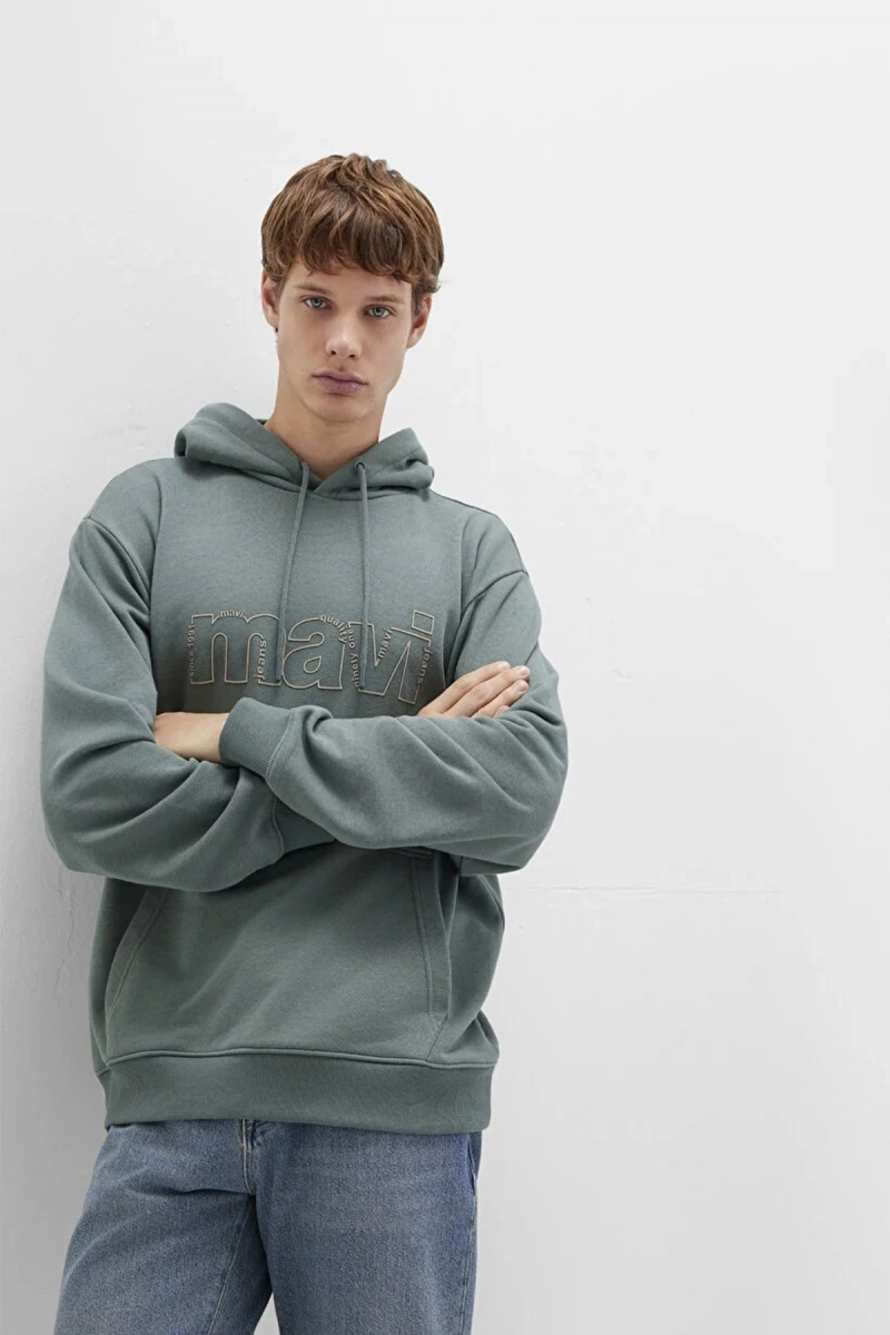 Mavi 0s10196 Kapsonlu Erkek Sweat - Yesil