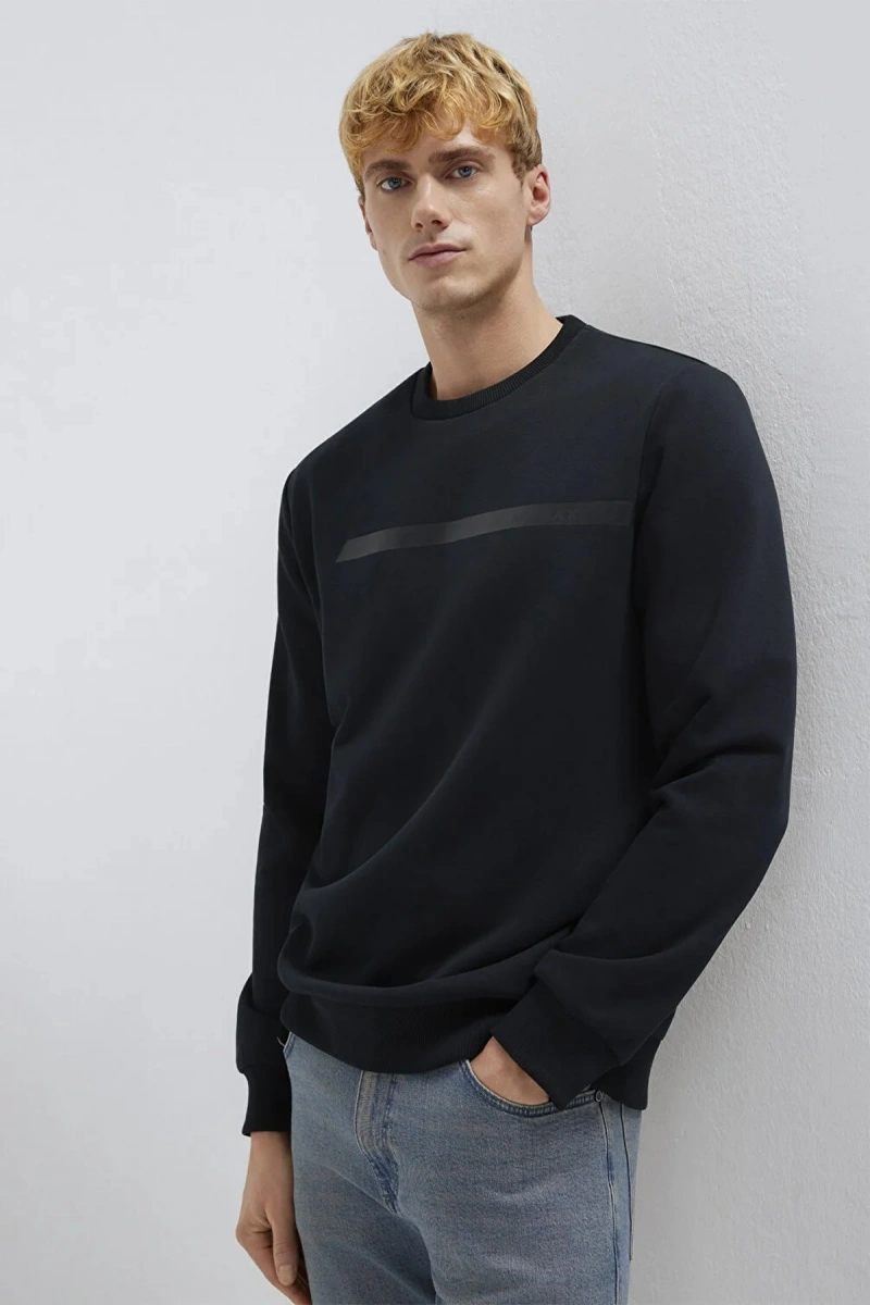Mavi 0s10528 0 Yaka Erkek Sweat - Siyah