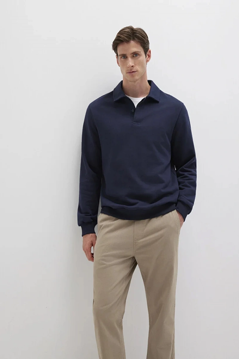 Mavi 10420 Polo Yaka 2 Dugmeli Uzun Kol Sweat - Lacivert